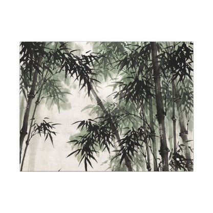 Zen Bamboo Grove in Overcast | Sumi E Canvas Art Art Print