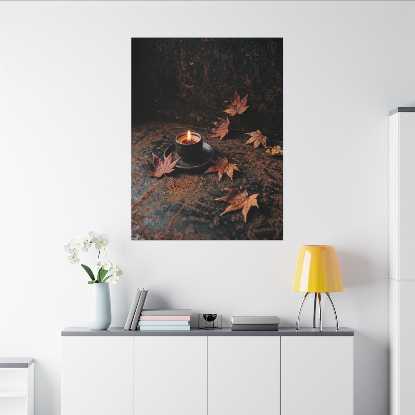 Dark Japandi Rust Patina in Candlelight | Shadow Zen Canvas Art
