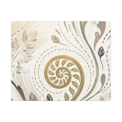 Japandi Fern Unfurling in Golden Hour | Japanese Pattern Canvas Art