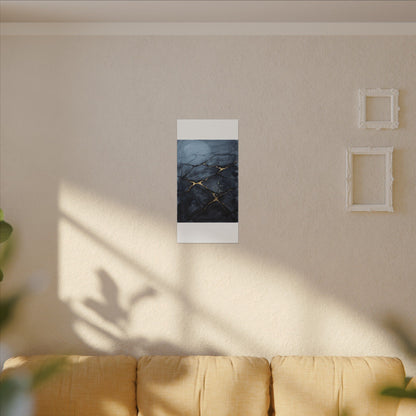 Mono No Aware Cracked Earth Canvas Art - Dark Japandi Charcoal Ink