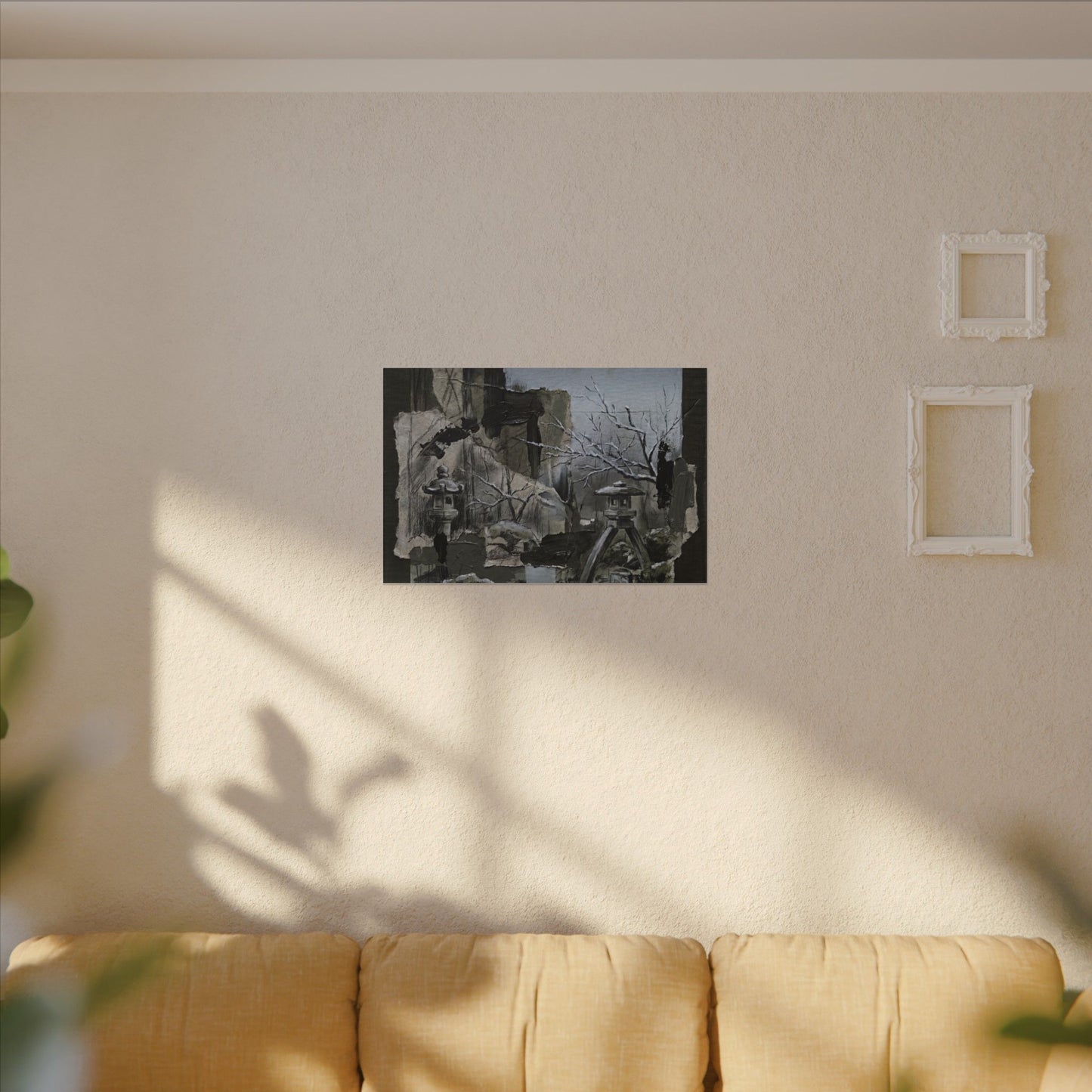 Winter Moonlit Garden Dark Texture Canvas Art | Moody Decor