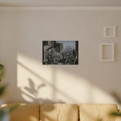 Winter Moonlit Garden Dark Texture Canvas Art | Moody Decor
