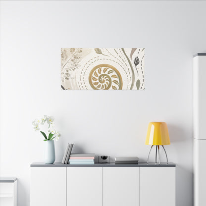 Japandi Fern Unfurling in Golden Hour | Japanese Pattern Canvas Art