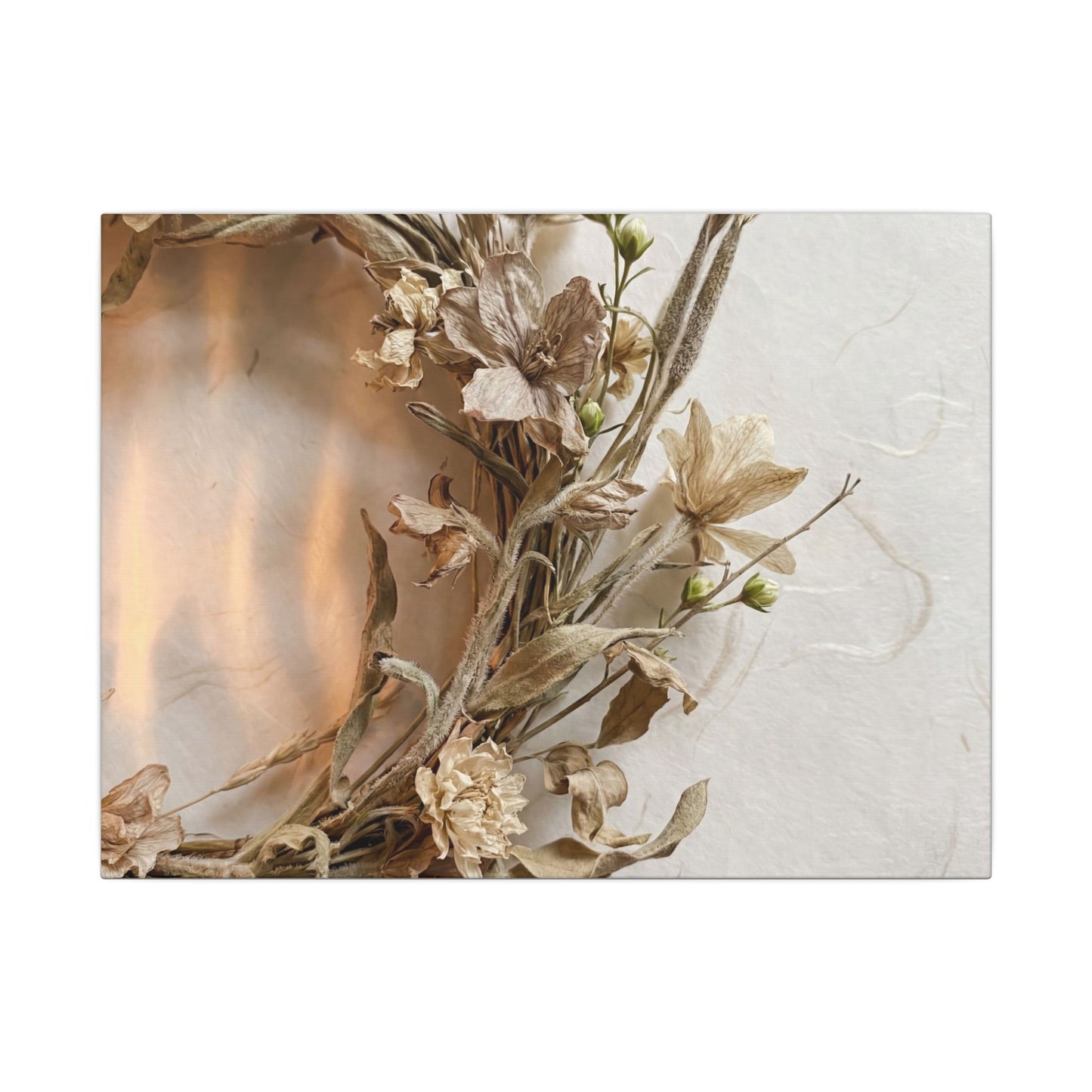 Dried Flowers Japanese Pattern Canvas Art | Neutral Japandi Art Art Print