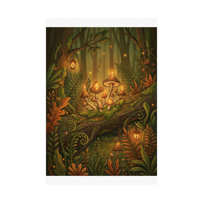 Summer Wild Mushrooms Forest Whimsy Wall Art Print | Nostalgic Decor