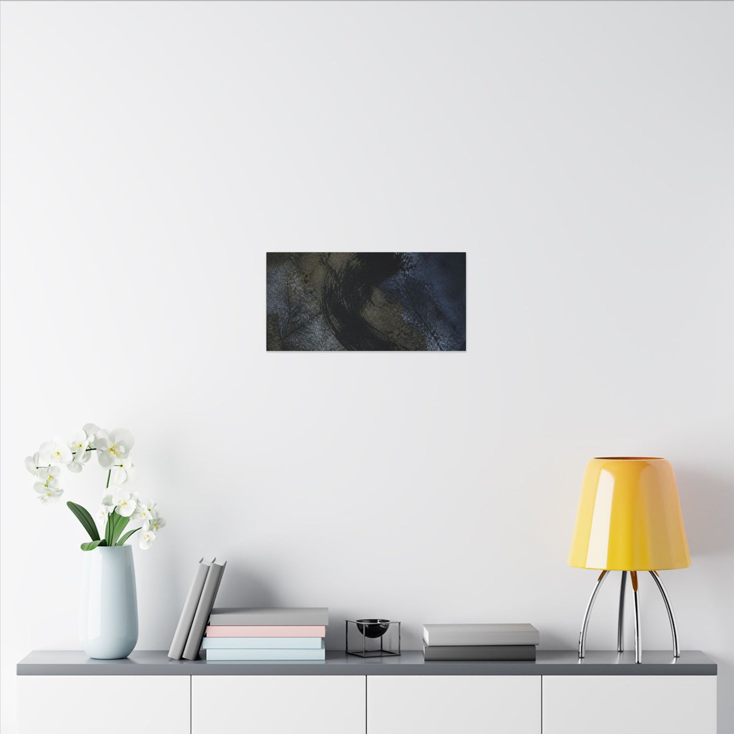 Shibui Ink Brushstroke Canvas Art - Dark Japandi Dark Texture