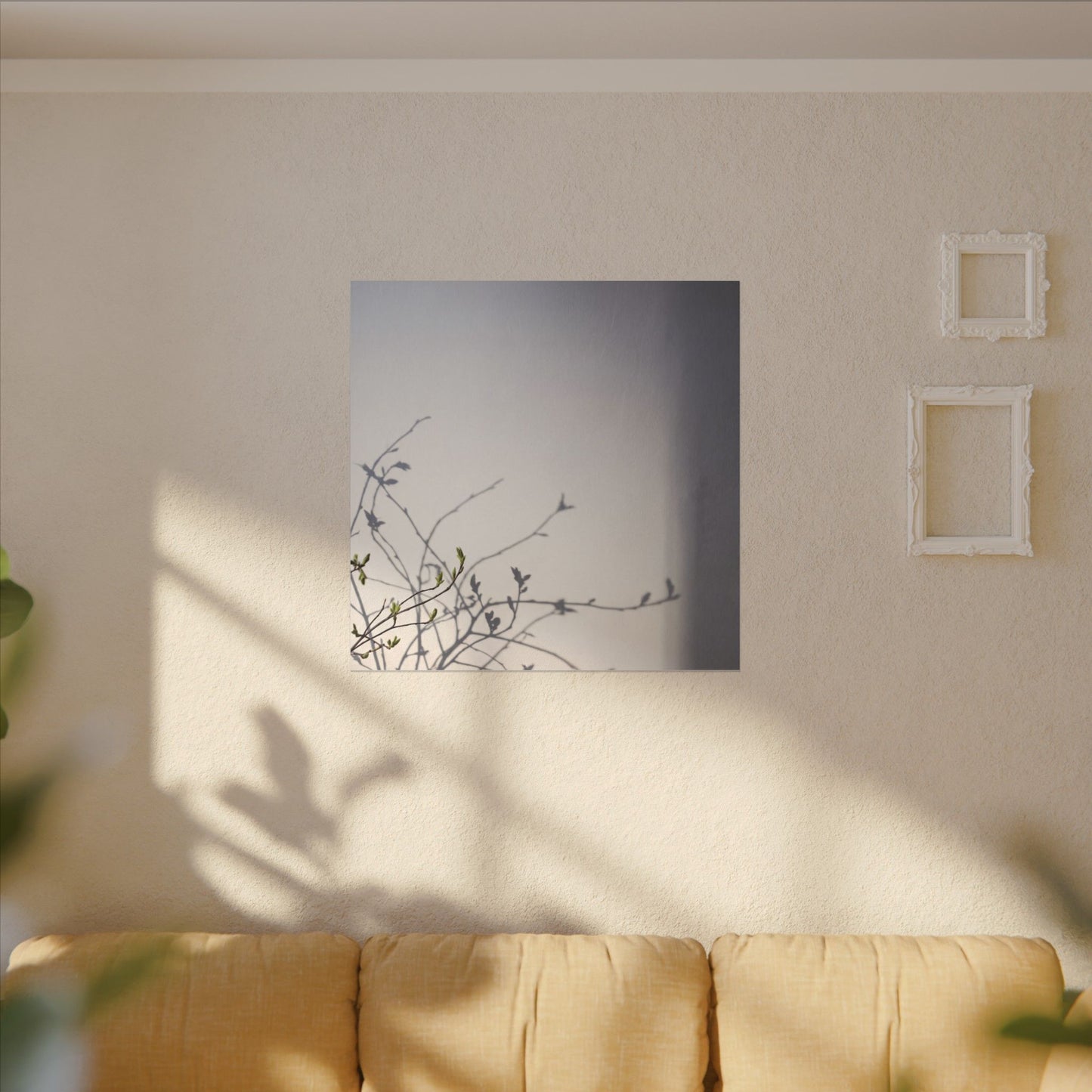 Japandi Shadow Play in Dawn | Japanese Pattern Canvas Art