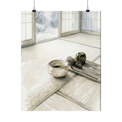Japandi Tea Ceremony in Overcast | Watercolor Wall Art Print Art Print