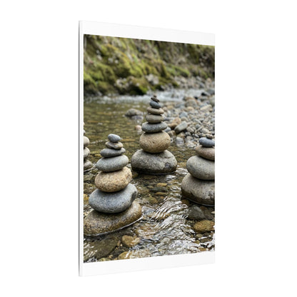 Zen River Stones in Dawn | Karesansui Canvas Art
