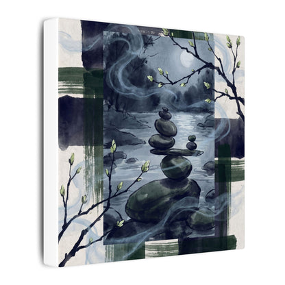 Moonlight River Stones Canvas Art - Zen Shibui