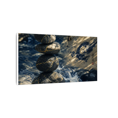 Kintsugi River Stones in Dappled | Broken Beauty Canvas Art