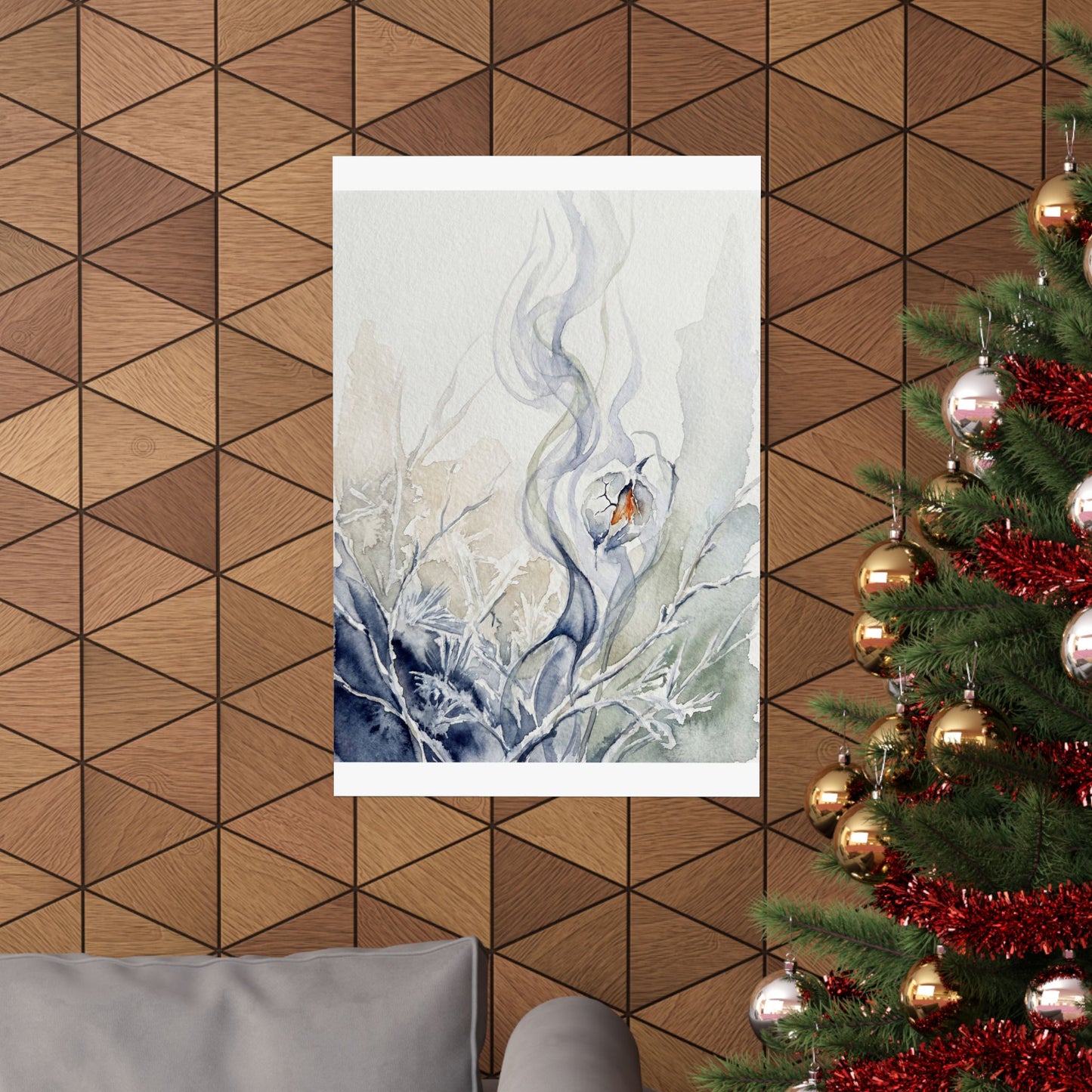 Incense Smoke Watercolor Wall Art Print | Elegant Japandi Art