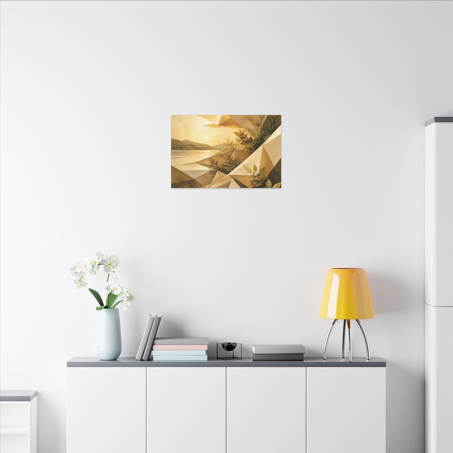 Golden Hour Paper Fold Canvas Art - Japandi Ma