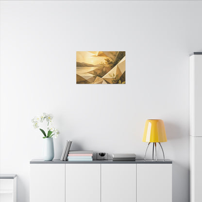 Golden Hour Paper Fold Canvas Art - Japandi Ma