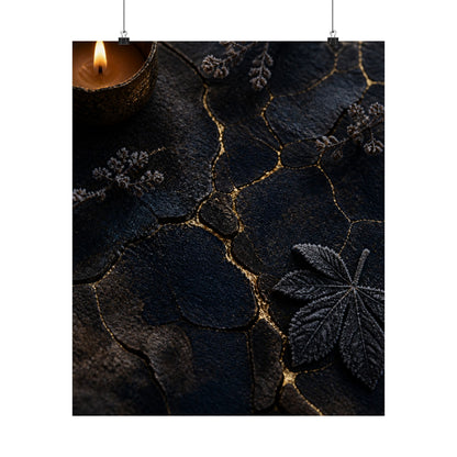 Luxurious Cracked Earth Wall Art Print - Moody Minimal Dark Japandi