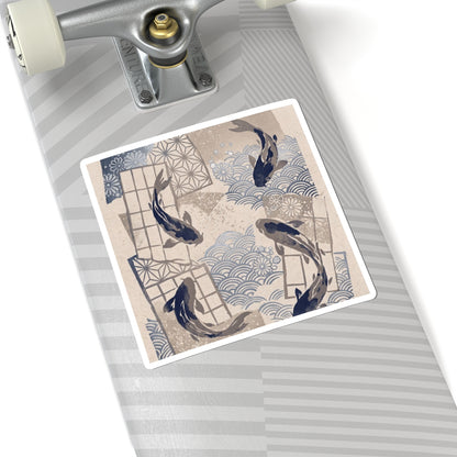 Koi Pond Sticker | Winter Japandi Japanese Pattern Art