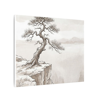 Neutral Pine Tree Canvas Art - Minimal Line Japandi