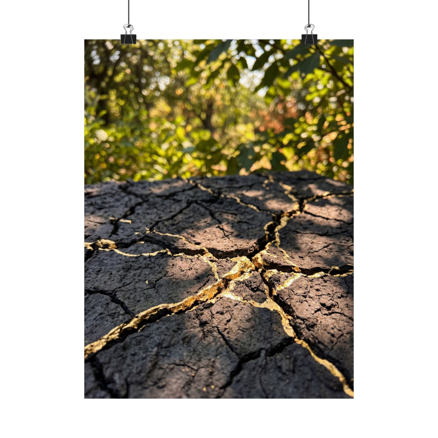 Cracked Earth Wall Art Print | Summer Kintsugi Gold Repair Art Art Print