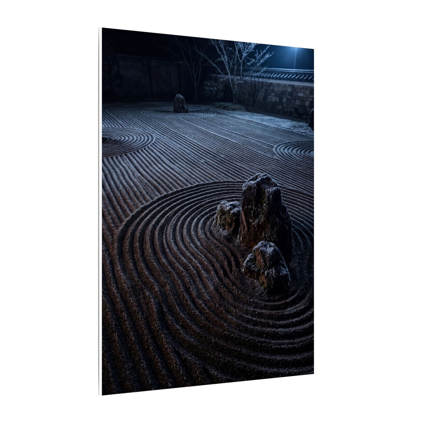 Moonlight Rock Garden Canvas Art - Dark Japandi Seijaku