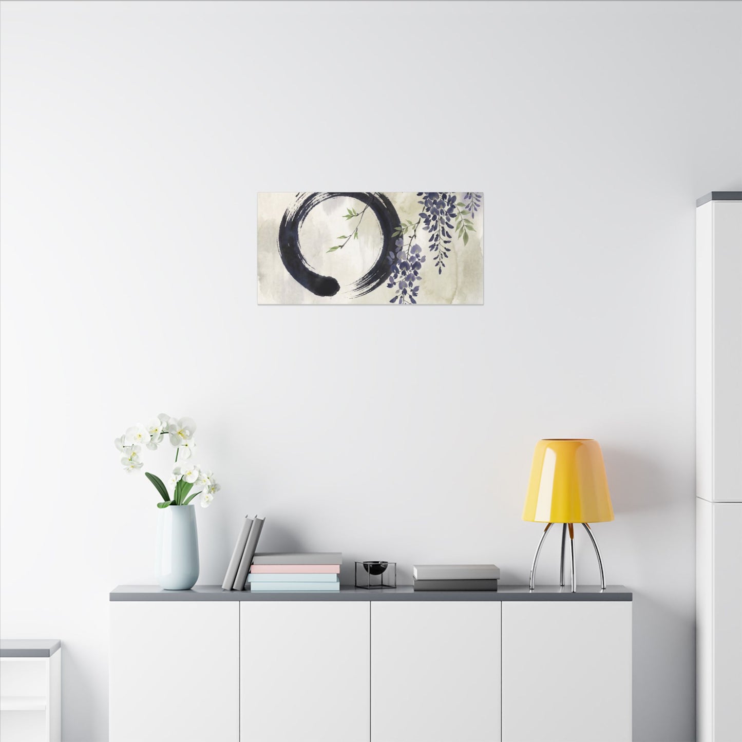 Wisteria Enso Canvas Art | Serene Zen Art