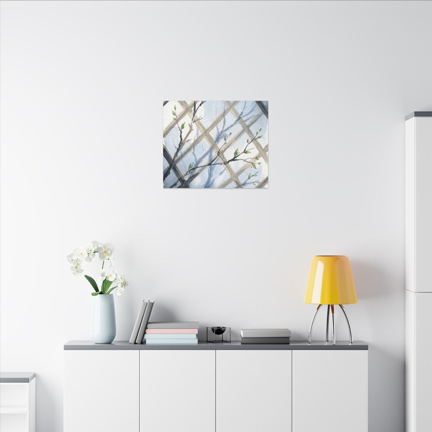Shoji Screen Canvas Art | Spring Japandi Watercolor Art