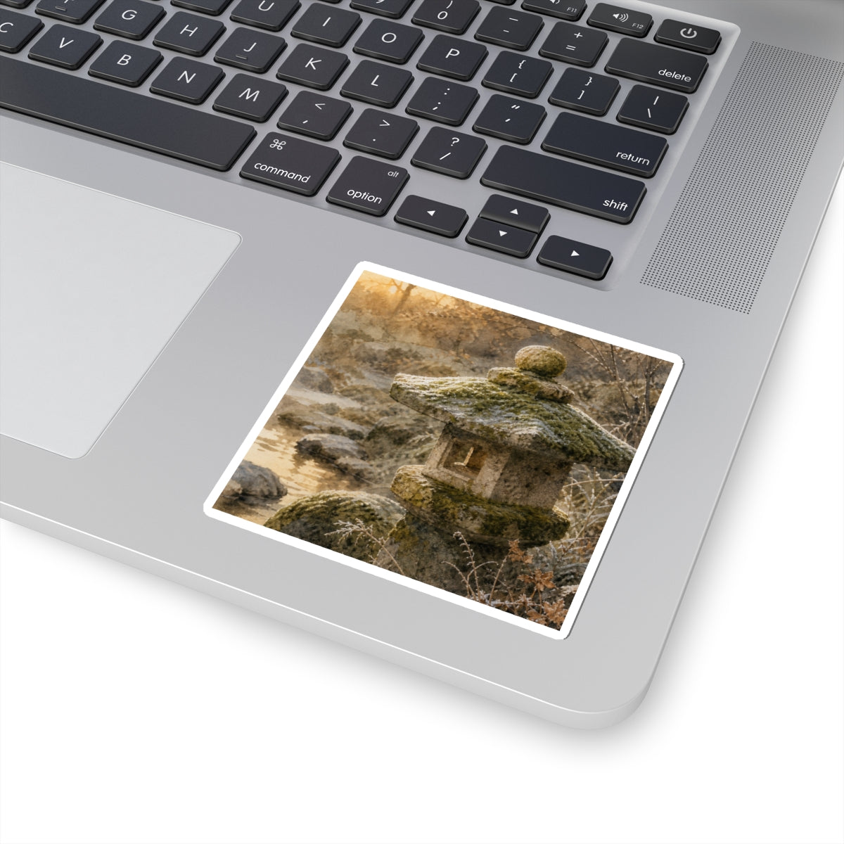 Stone Lantern Watercolor Sticker | Earthy Japandi Art