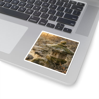 Stone Lantern Watercolor Sticker | Earthy Japandi Art