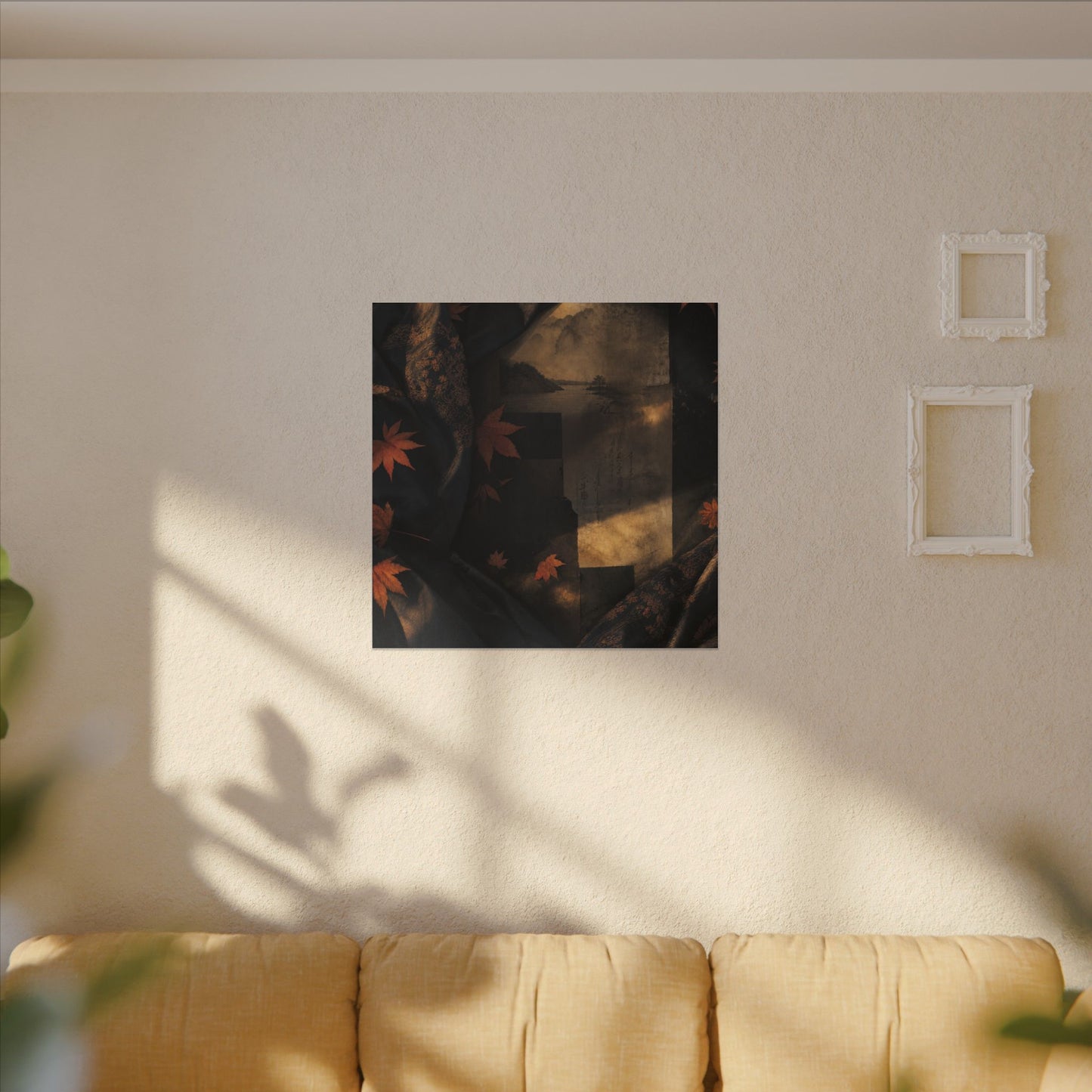 Autumn Silk Drape Shadow Zen Canvas Art | Bold Decor