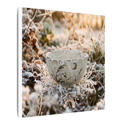Japandi Ceramic Bowl in Golden Hour | Japanese Pattern Canvas Art