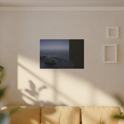 Ma Rock Garden Canvas Art - Dark Japandi Moody Minimal