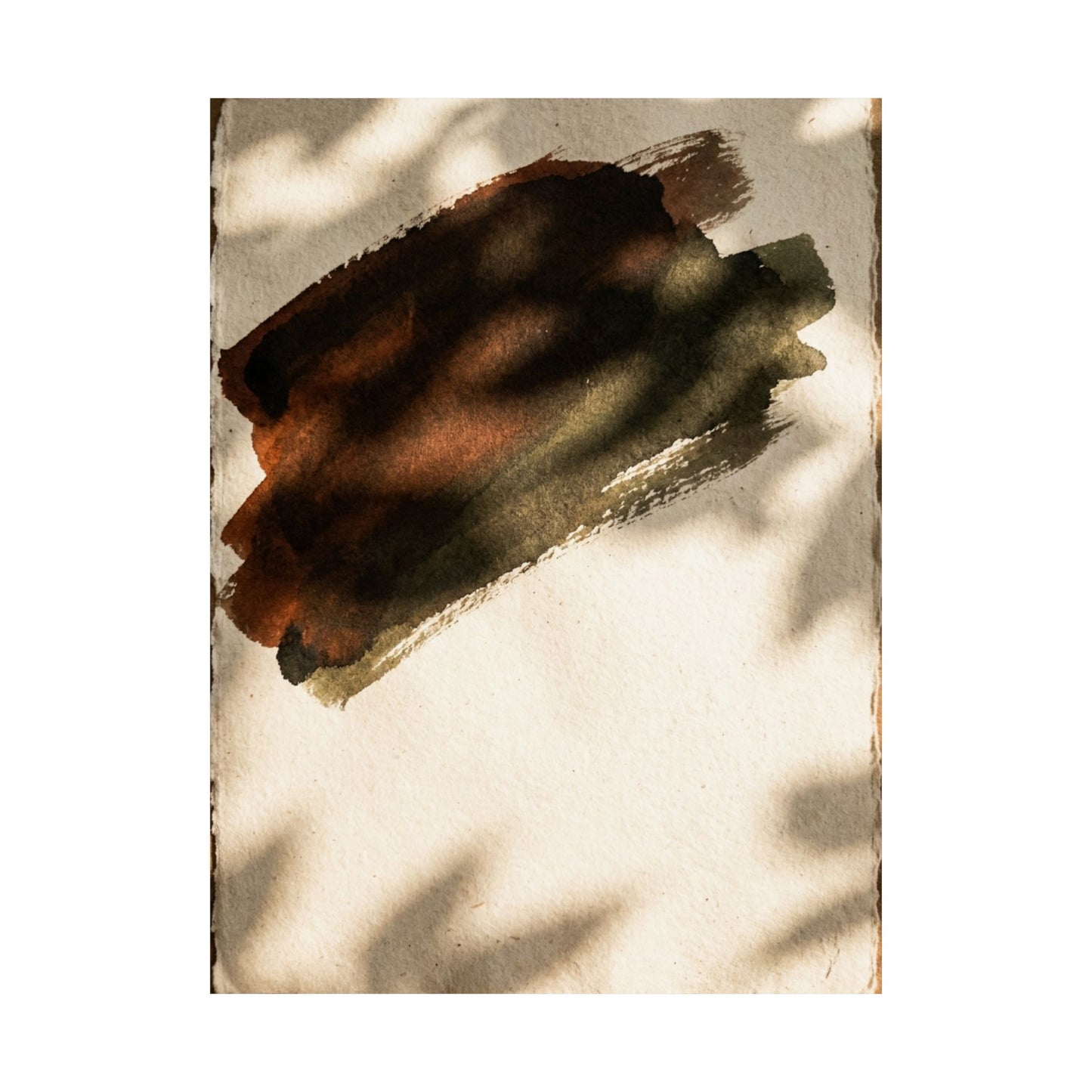 Dark Japandi Ink Brushstroke in Dappled | Moody Minimal Wall Art Print