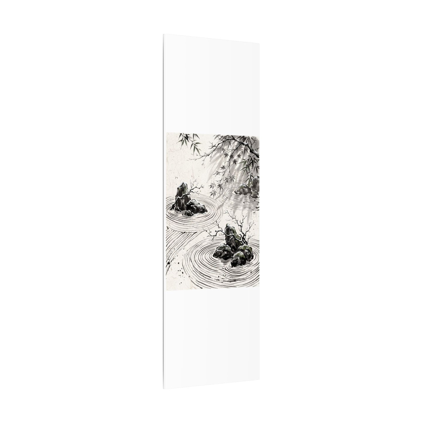 Rock Garden Canvas Art | Winter Zen Sumi E Art