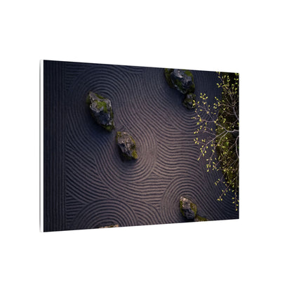 Dark Japandi Rock Garden in Dawn | Shadow Zen Canvas Art