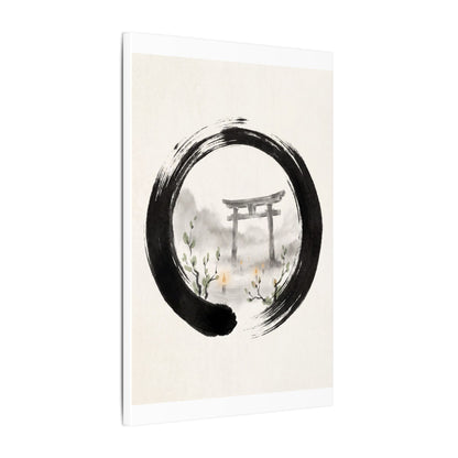Spring Torii Gate Enso Canvas Art | Tranquil Decor