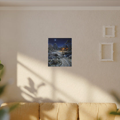 Moonlit Garden Winter Canvas Art | Kintsugi Artful Design