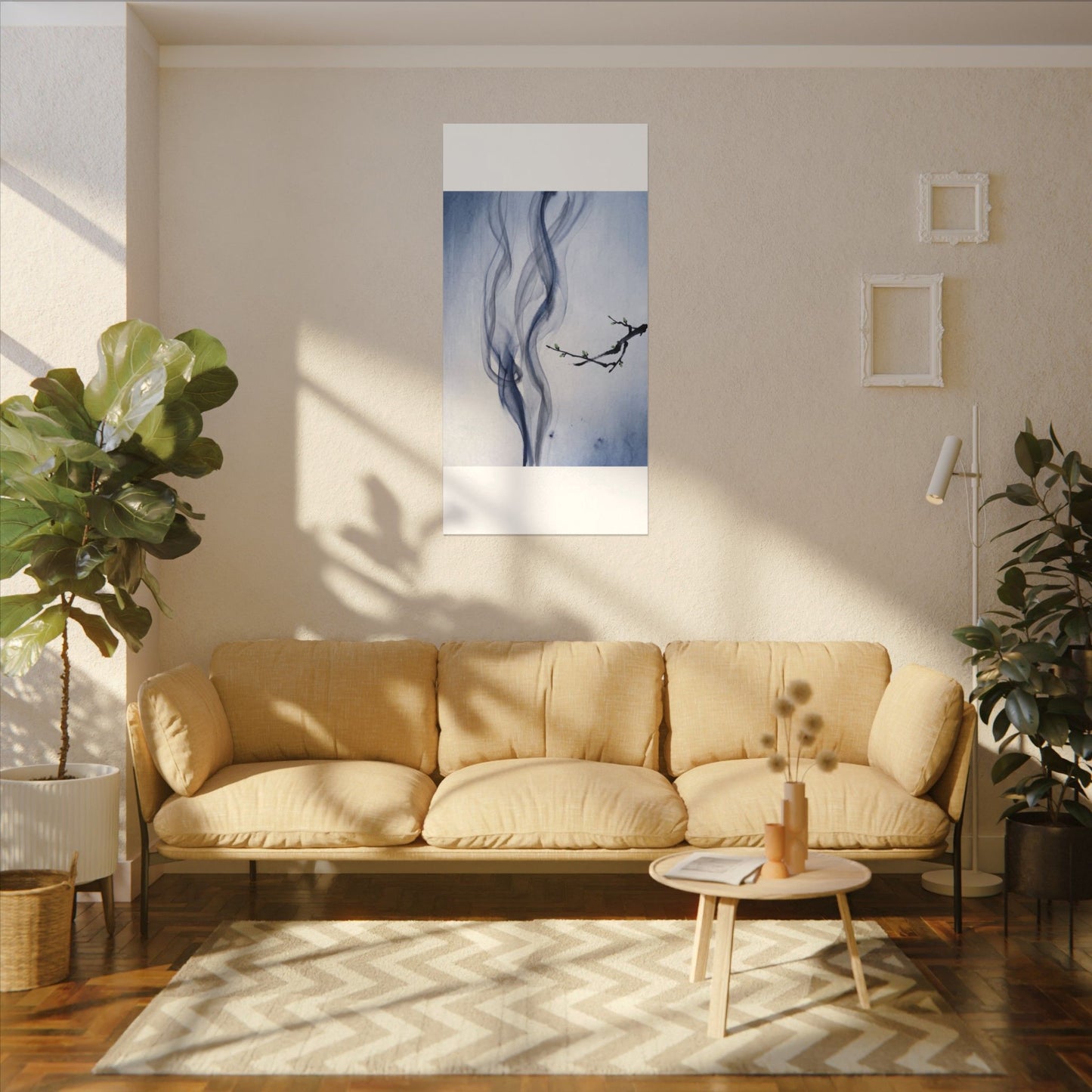 Incense Smoke Spring Canvas Art | Zen Tranquil Design