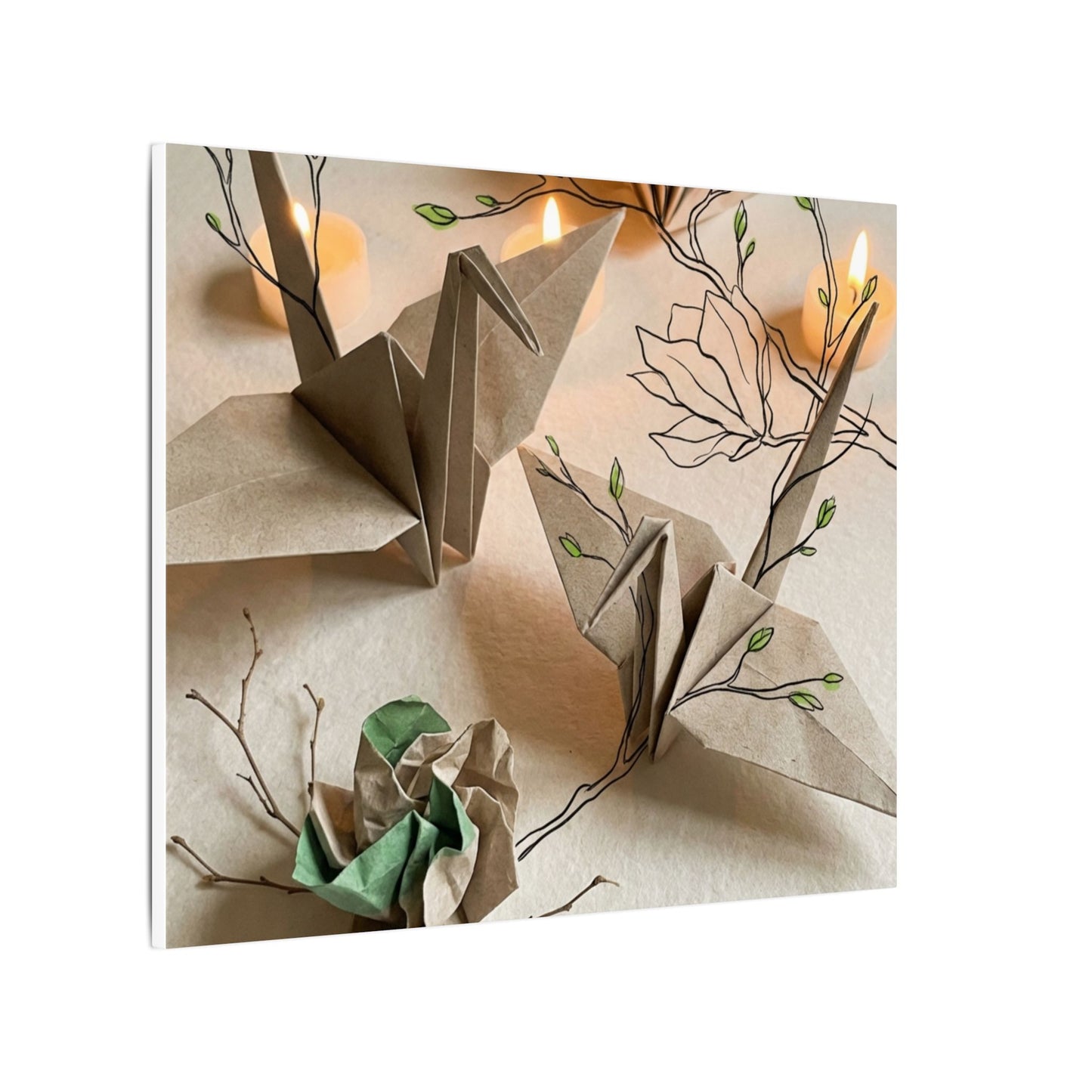 Paper Fold Spring Canvas Art | Japandi Earthy Design