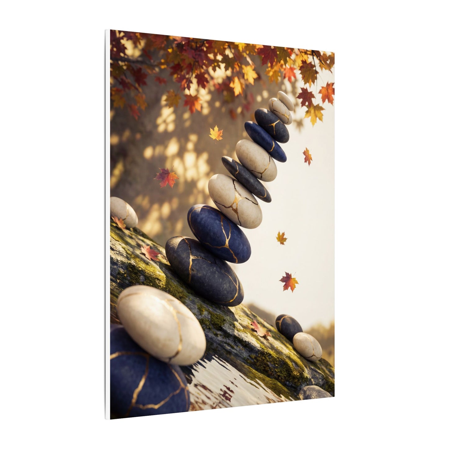 Ma River Stones Canvas Art - Kintsugi Gold Vein