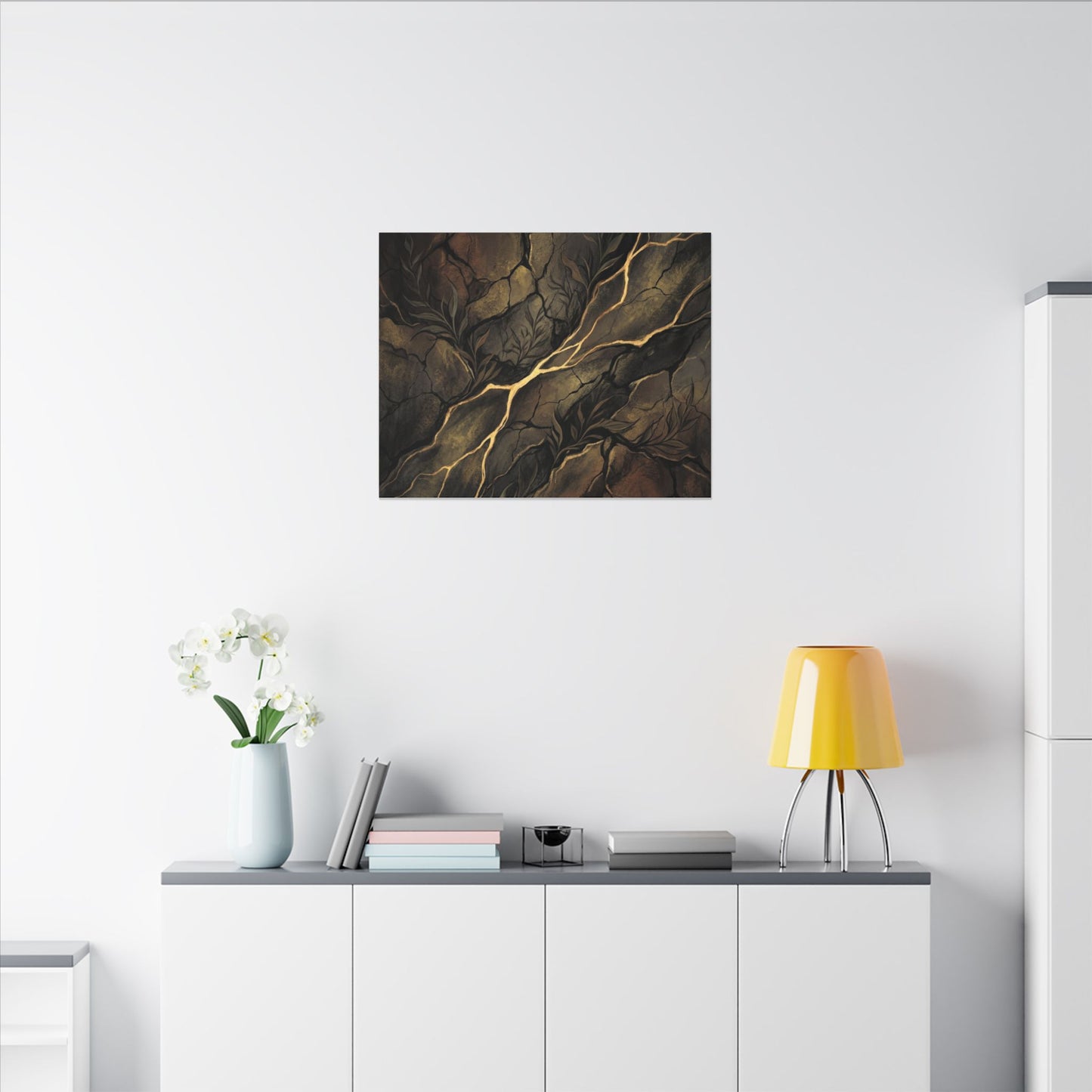 Cracked Earth Charcoal Ink Canvas Art | Bold Dark Japandi Art