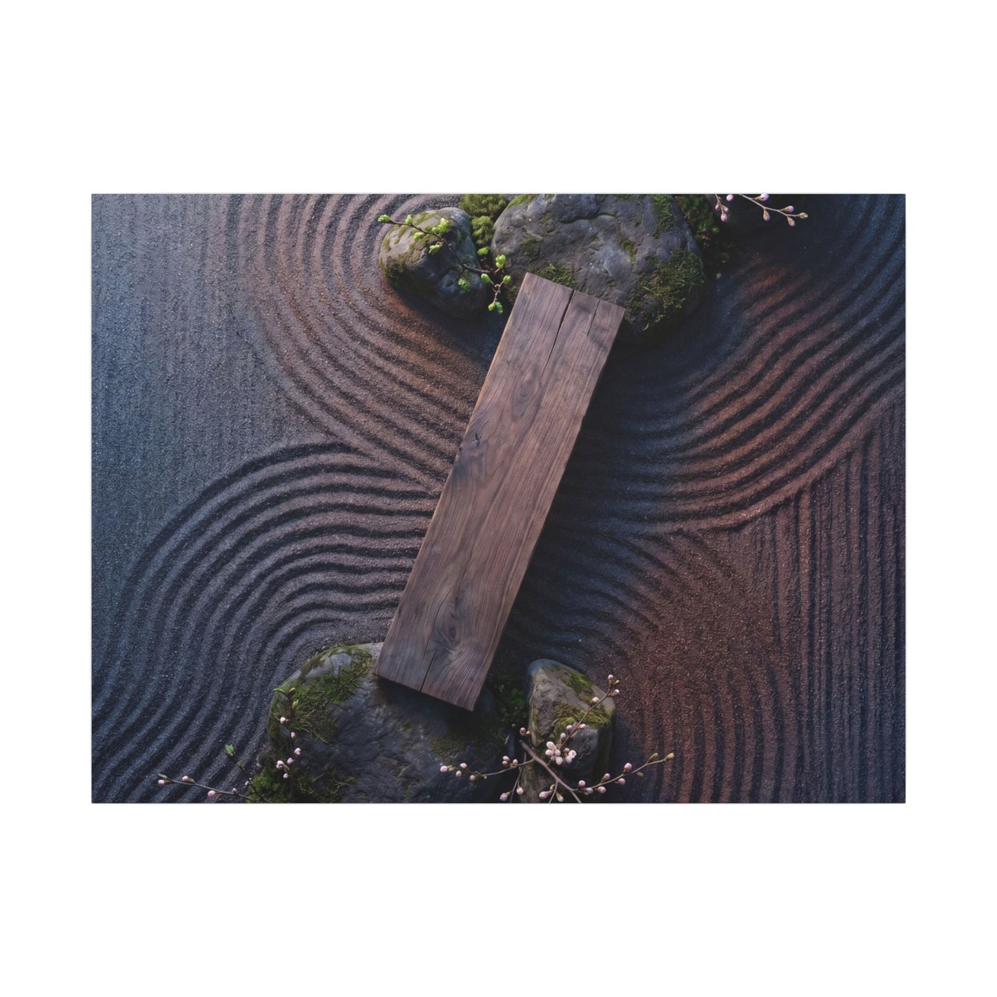 Spring Rock Garden Moody Minimal Canvas Art | Atmospheric Decor