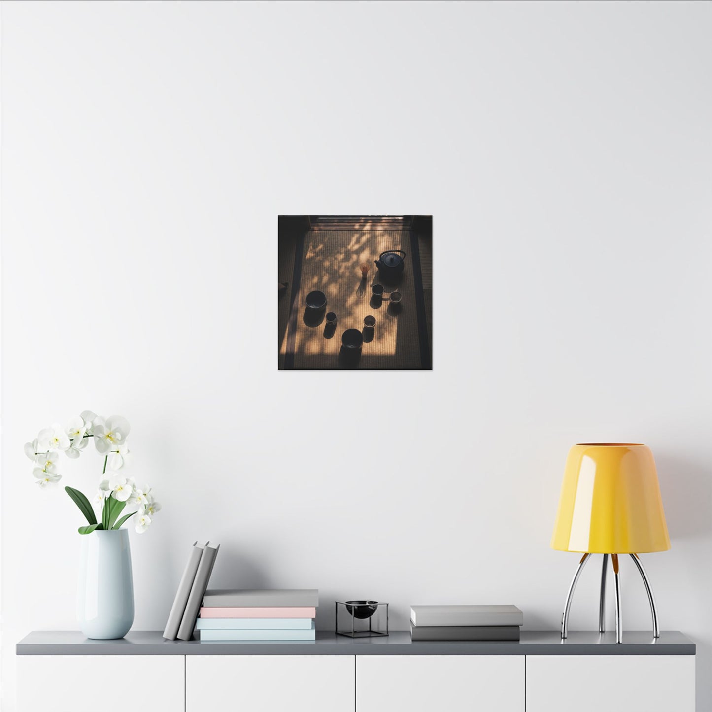 Shibui Tea Ceremony Canvas Art - Dark Japandi Shadow Zen