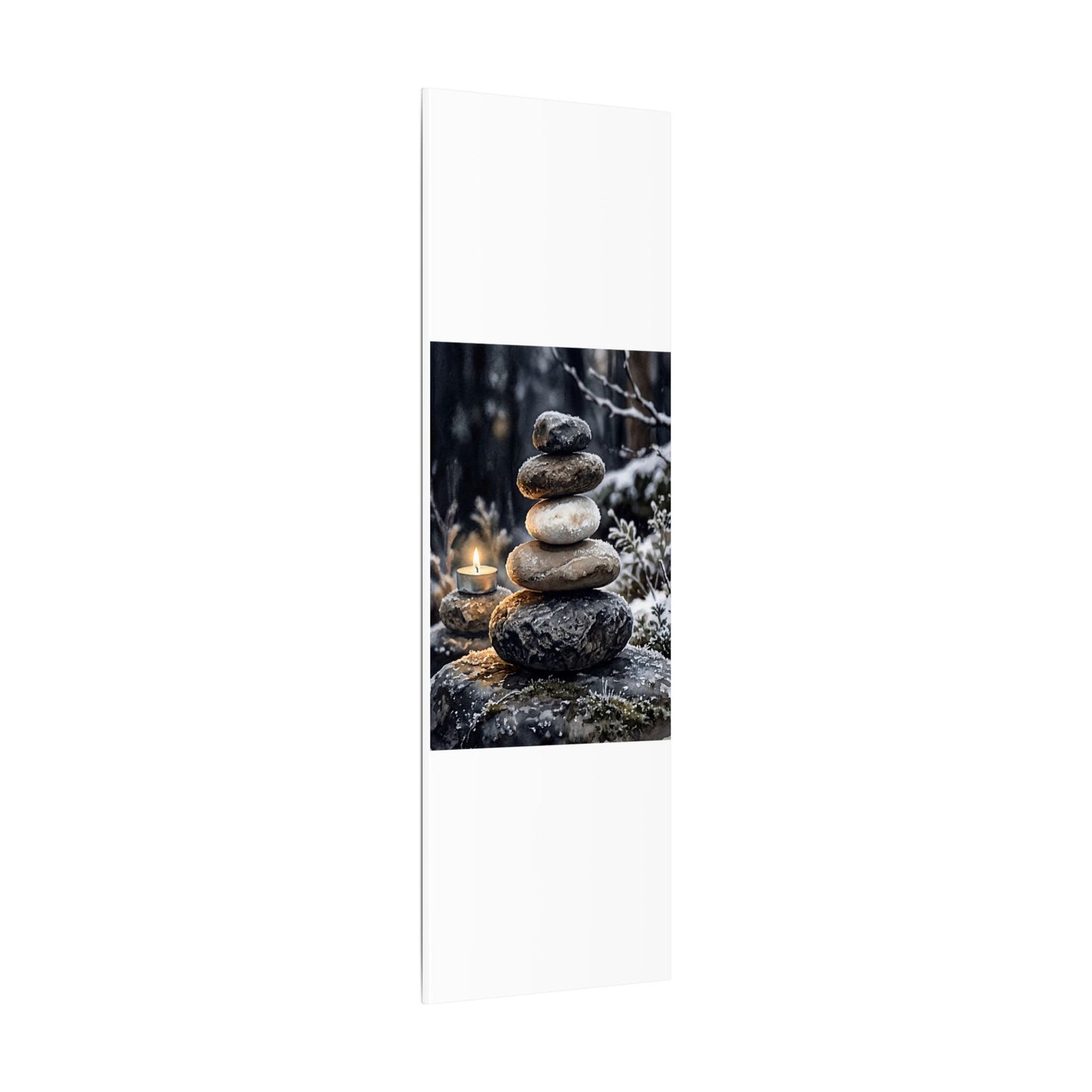 River Stones Canvas Art | Winter Japandi Watercolor Art