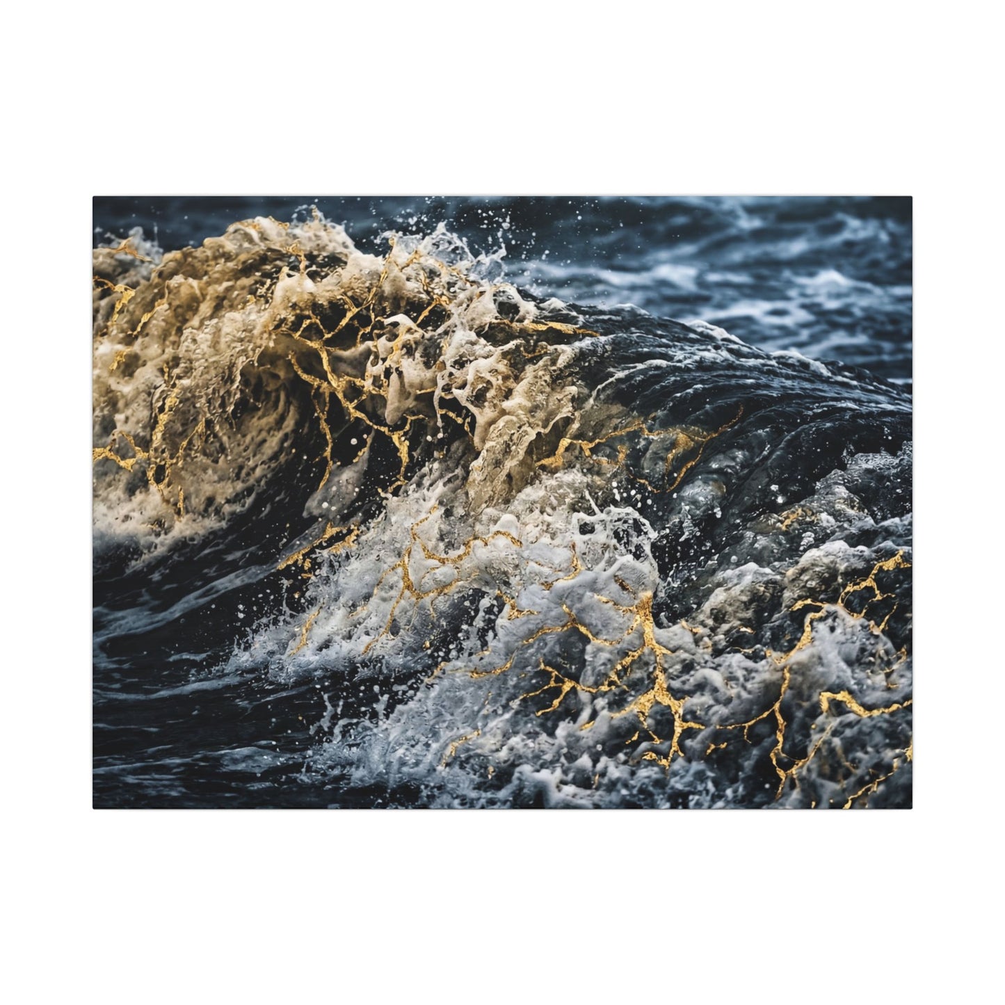 Ocean Wave Winter Canvas Art | Kintsugi Artful Design