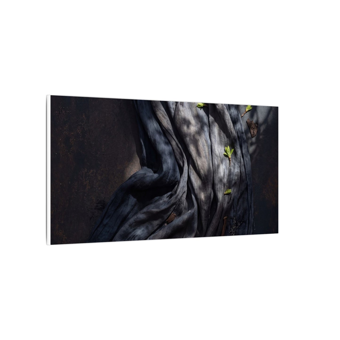 Seijaku Silk Drape Canvas Art - Dark Japandi Dark Texture