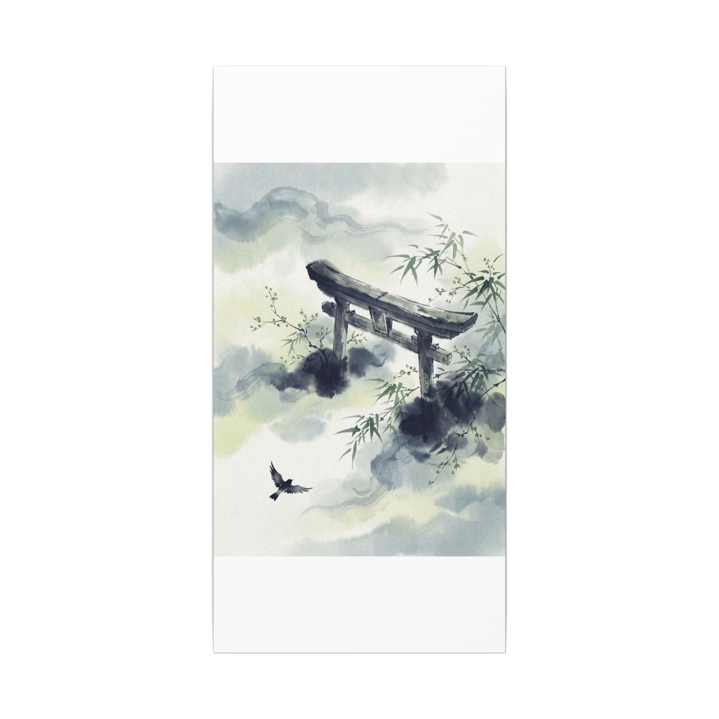 Torii Gate Sumi E Canvas Art | Serene Zen Art