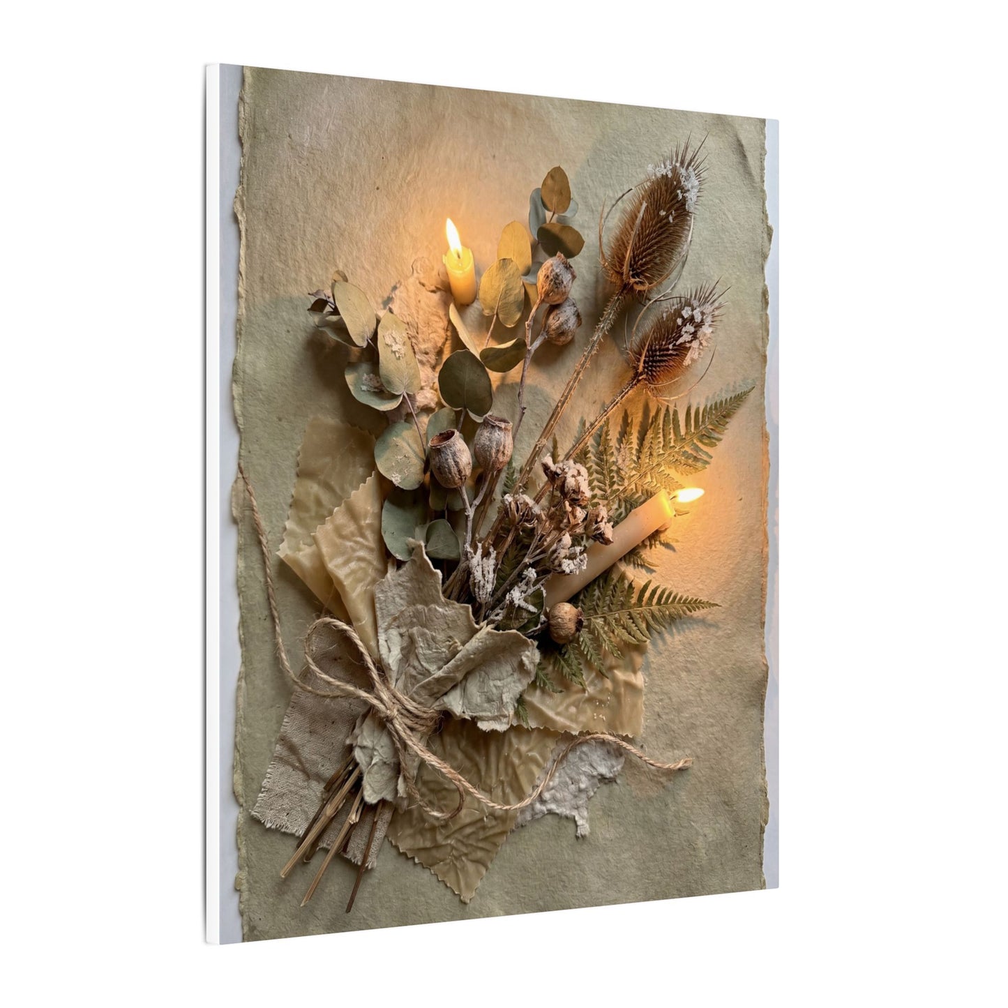 Dried Flowers Texture Canvas Art | Warm Japandi Art