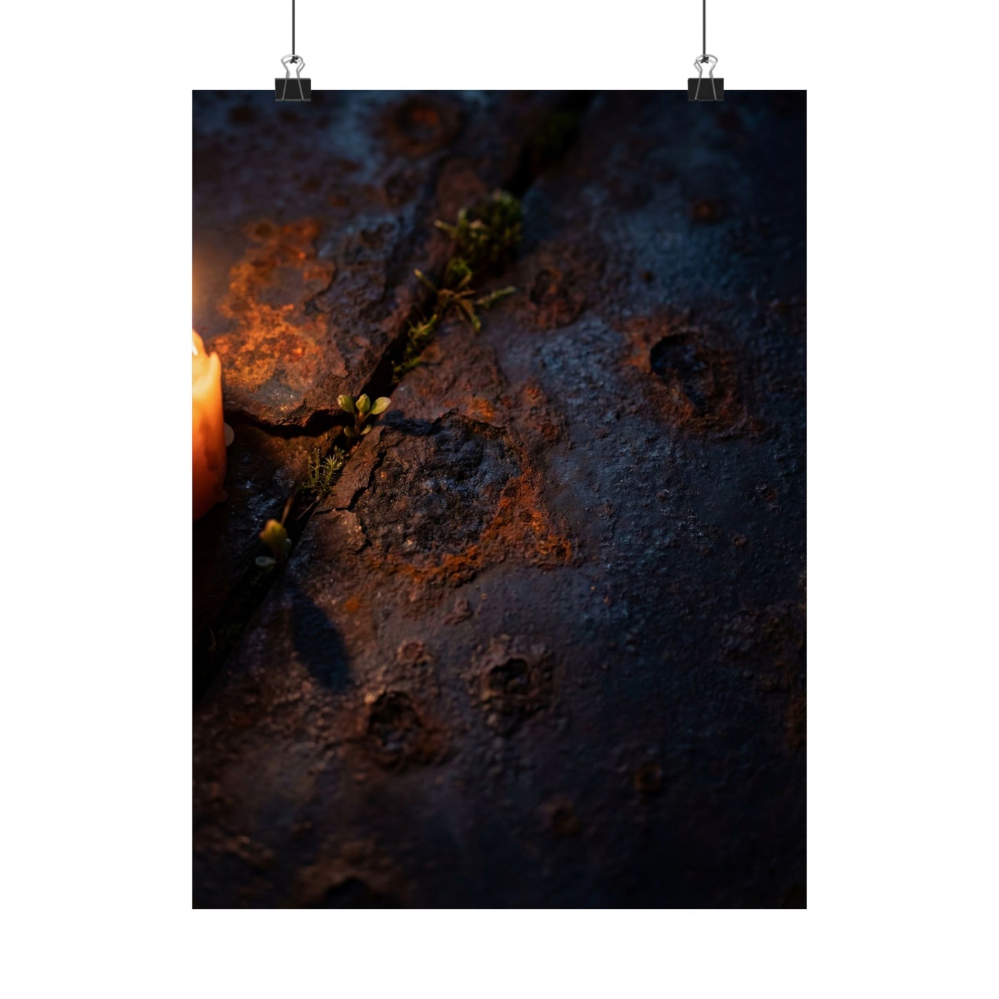 Dark Japandi Rust Patina in Candlelight | Charcoal Ink Wall Art Print Art Print