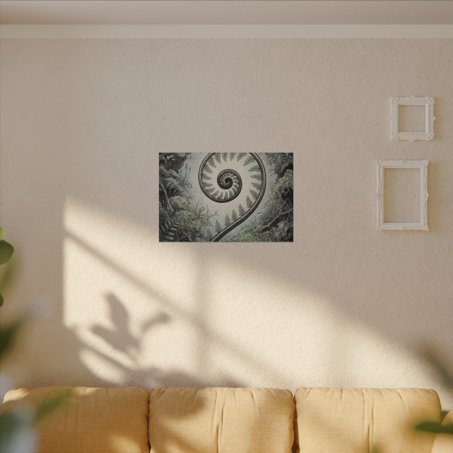 Zen Fern Unfurling in Dawn | Ukiyo E Inspired Canvas Art