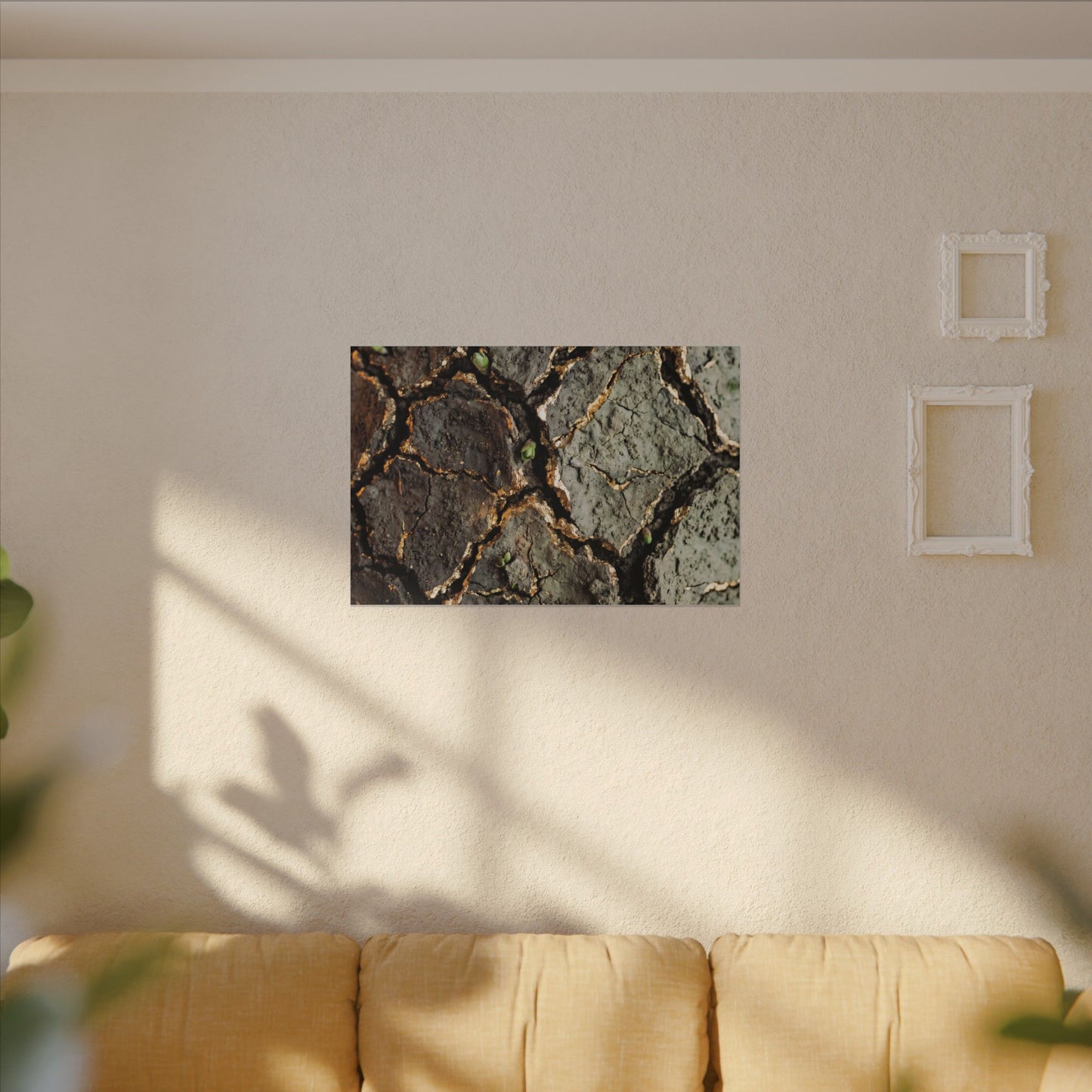 Earthy Cracked Earth Canvas Art - Japanese Pattern Japandi