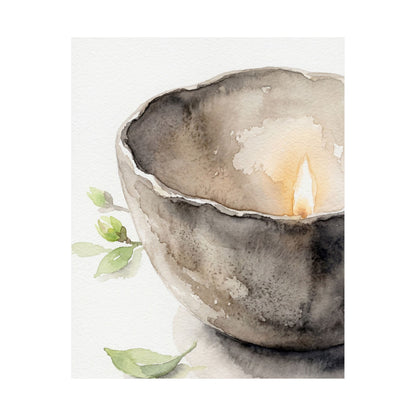 Spring Ceramic Bowl Watercolor Wall Art Print | Earthy Decor